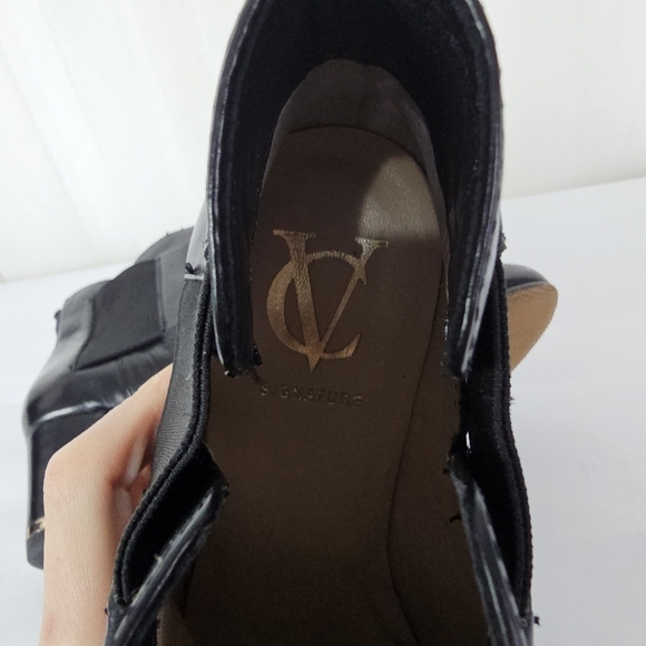 Vince Camuto Signature black leather ankle bootie metallic heel Size 7 - Picture 10 of 10